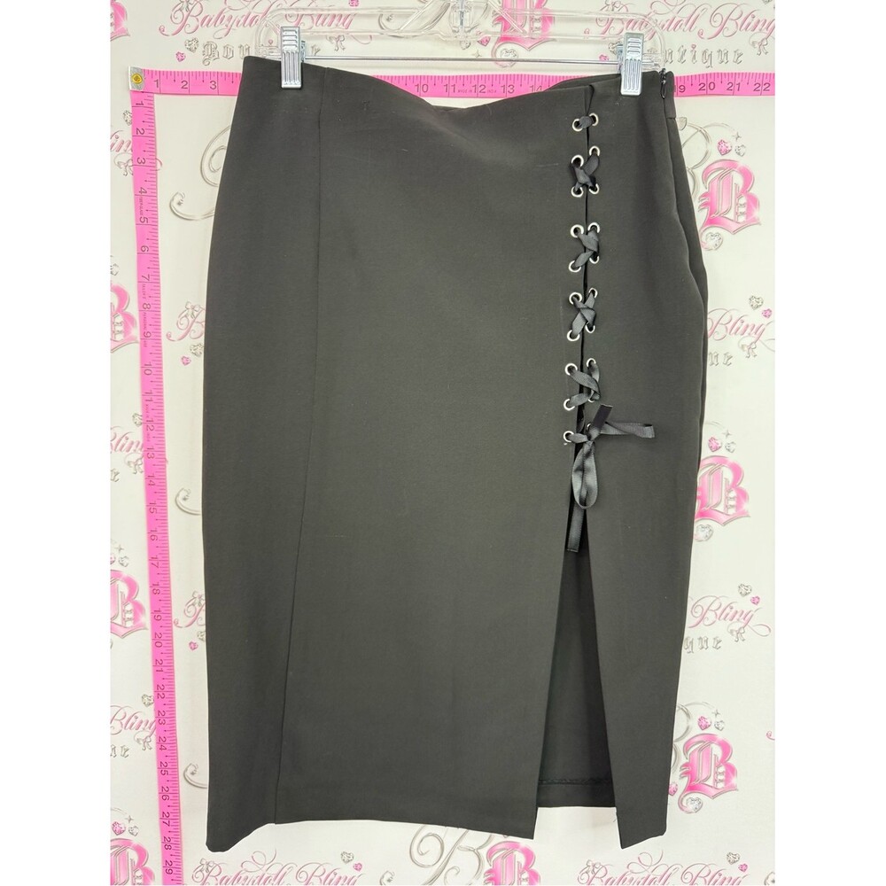 Revamped Black Pencil Skirt with Lace-Up Side brand new